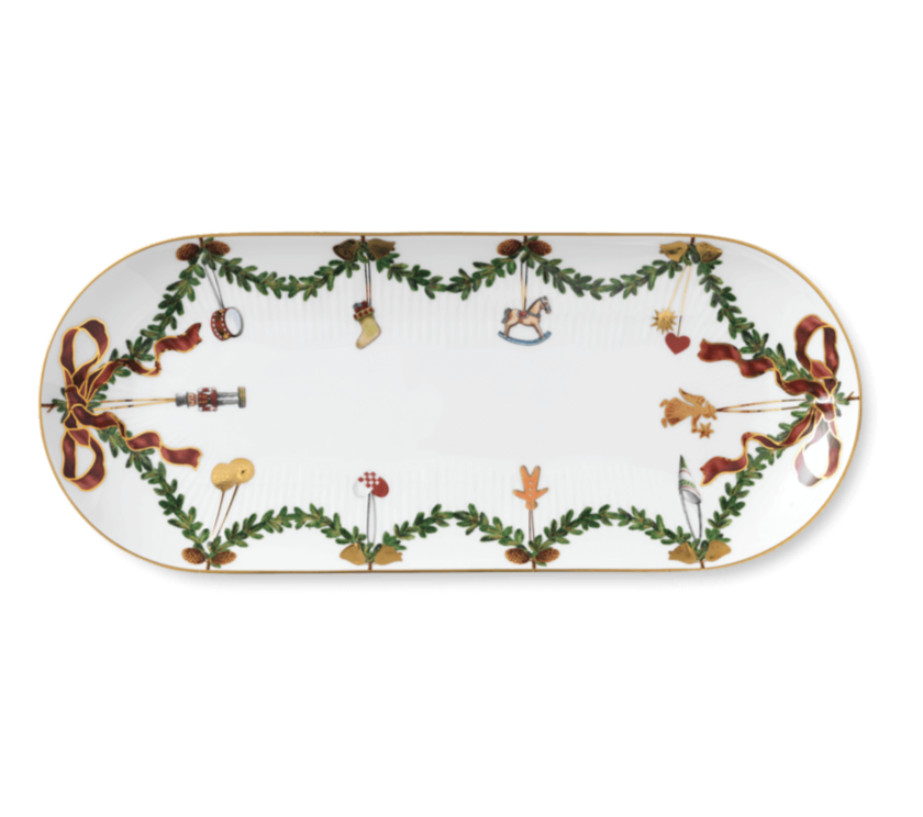 Royal Copenhagen Stjerneriflet ovalt jule fad - 39 cm - Bahne